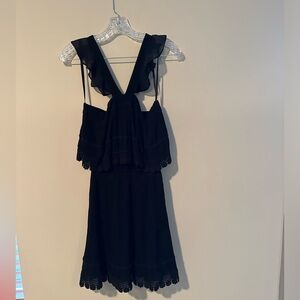 Black Flared Shoulder Dress Beachy